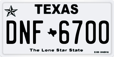 TX license plate DNF6700