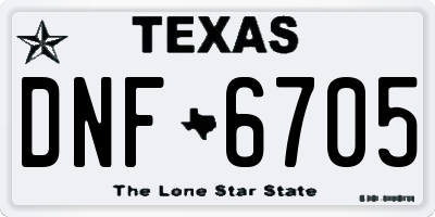 TX license plate DNF6705