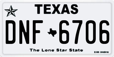 TX license plate DNF6706