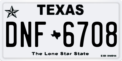 TX license plate DNF6708
