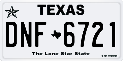TX license plate DNF6721