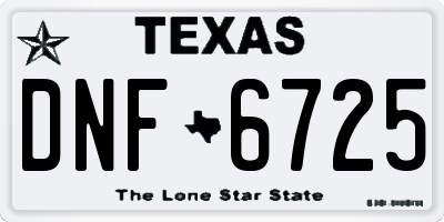 TX license plate DNF6725