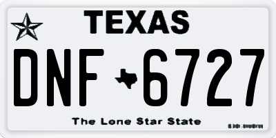 TX license plate DNF6727