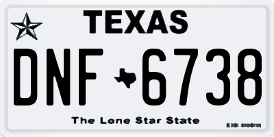 TX license plate DNF6738