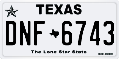TX license plate DNF6743