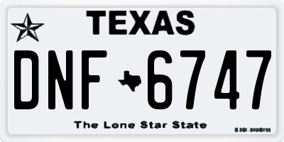 TX license plate DNF6747