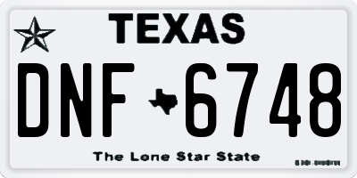 TX license plate DNF6748