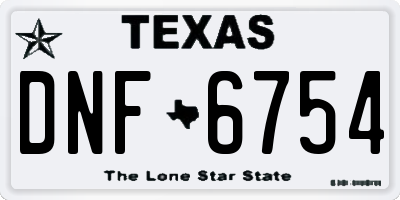 TX license plate DNF6754