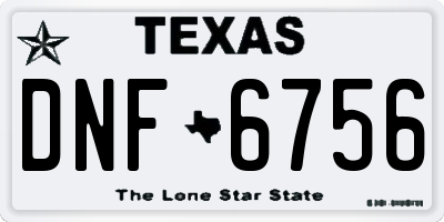 TX license plate DNF6756