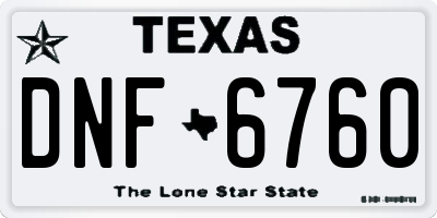 TX license plate DNF6760
