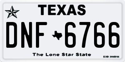 TX license plate DNF6766