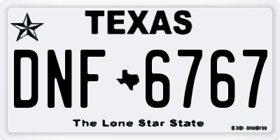 TX license plate DNF6767