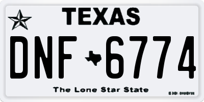 TX license plate DNF6774