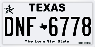 TX license plate DNF6778