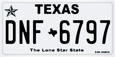 TX license plate DNF6797