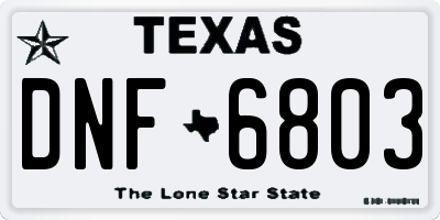 TX license plate DNF6803