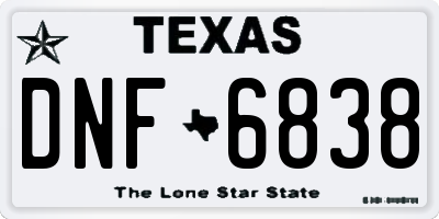 TX license plate DNF6838