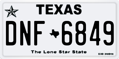 TX license plate DNF6849