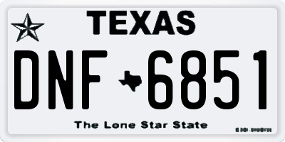 TX license plate DNF6851