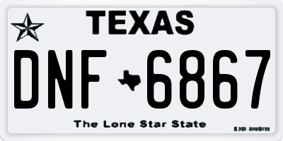 TX license plate DNF6867