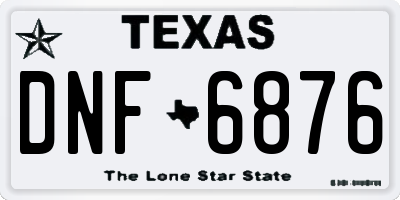TX license plate DNF6876
