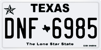 TX license plate DNF6985