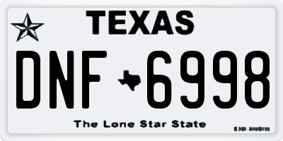TX license plate DNF6998