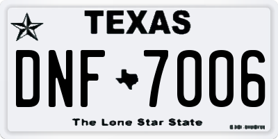 TX license plate DNF7006