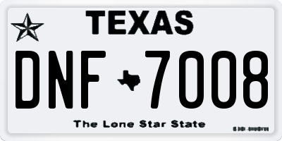 TX license plate DNF7008