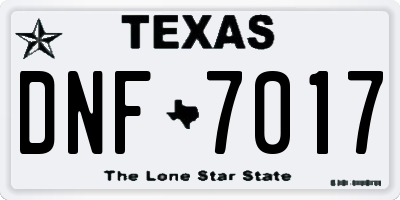 TX license plate DNF7017