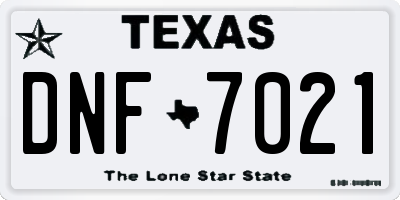 TX license plate DNF7021