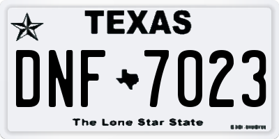 TX license plate DNF7023