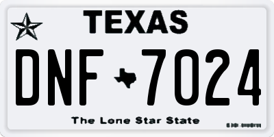 TX license plate DNF7024
