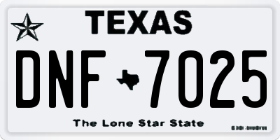 TX license plate DNF7025