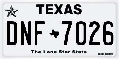 TX license plate DNF7026