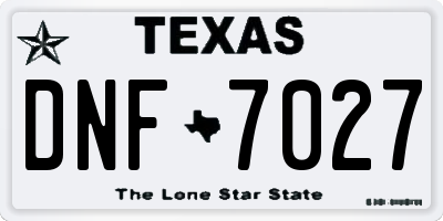 TX license plate DNF7027