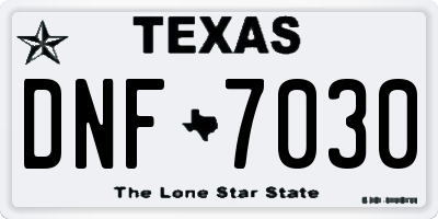 TX license plate DNF7030