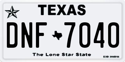 TX license plate DNF7040