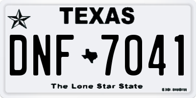 TX license plate DNF7041