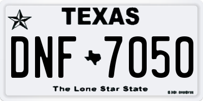 TX license plate DNF7050