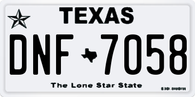 TX license plate DNF7058