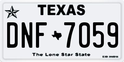 TX license plate DNF7059