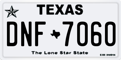 TX license plate DNF7060