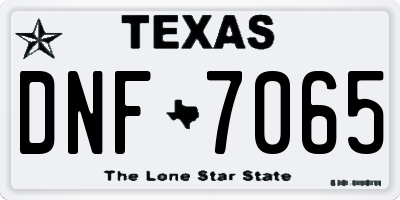 TX license plate DNF7065