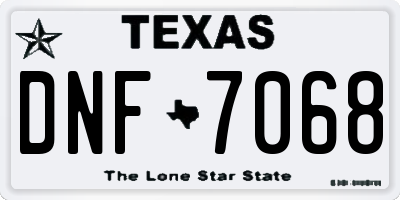 TX license plate DNF7068