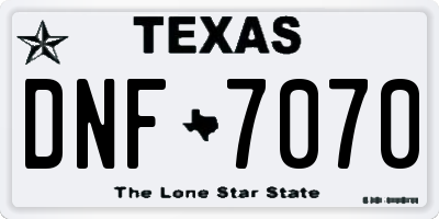 TX license plate DNF7070