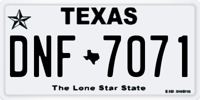 TX license plate DNF7071