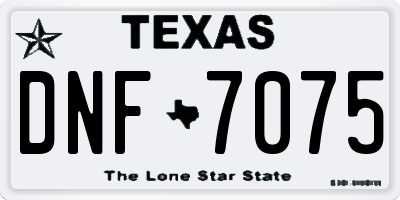 TX license plate DNF7075