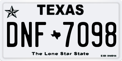 TX license plate DNF7098