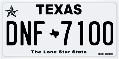 TX license plate DNF7100